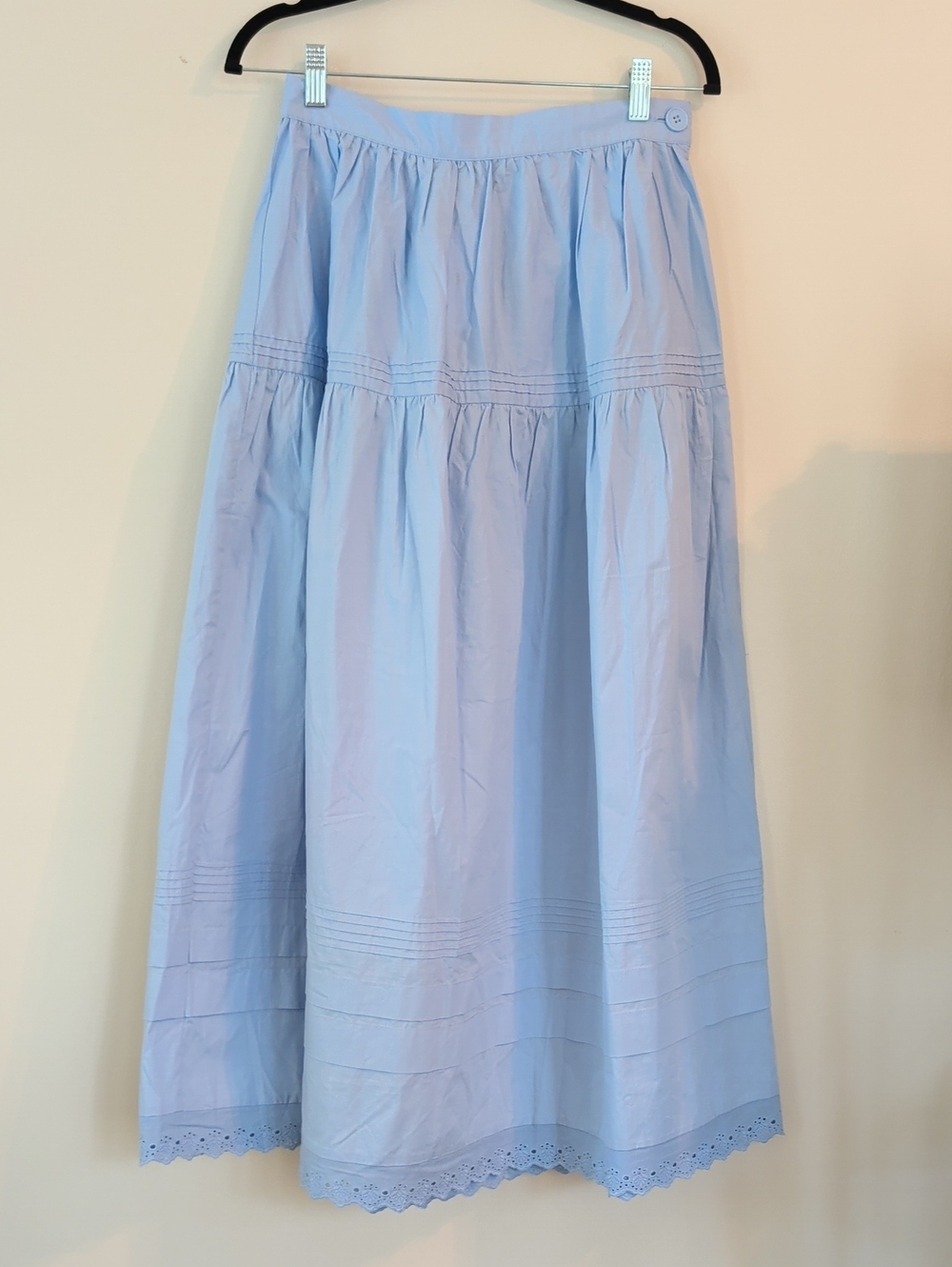 NWT OPT Light Blue Women's Tiered Eyelet Hem Skirt Size 6